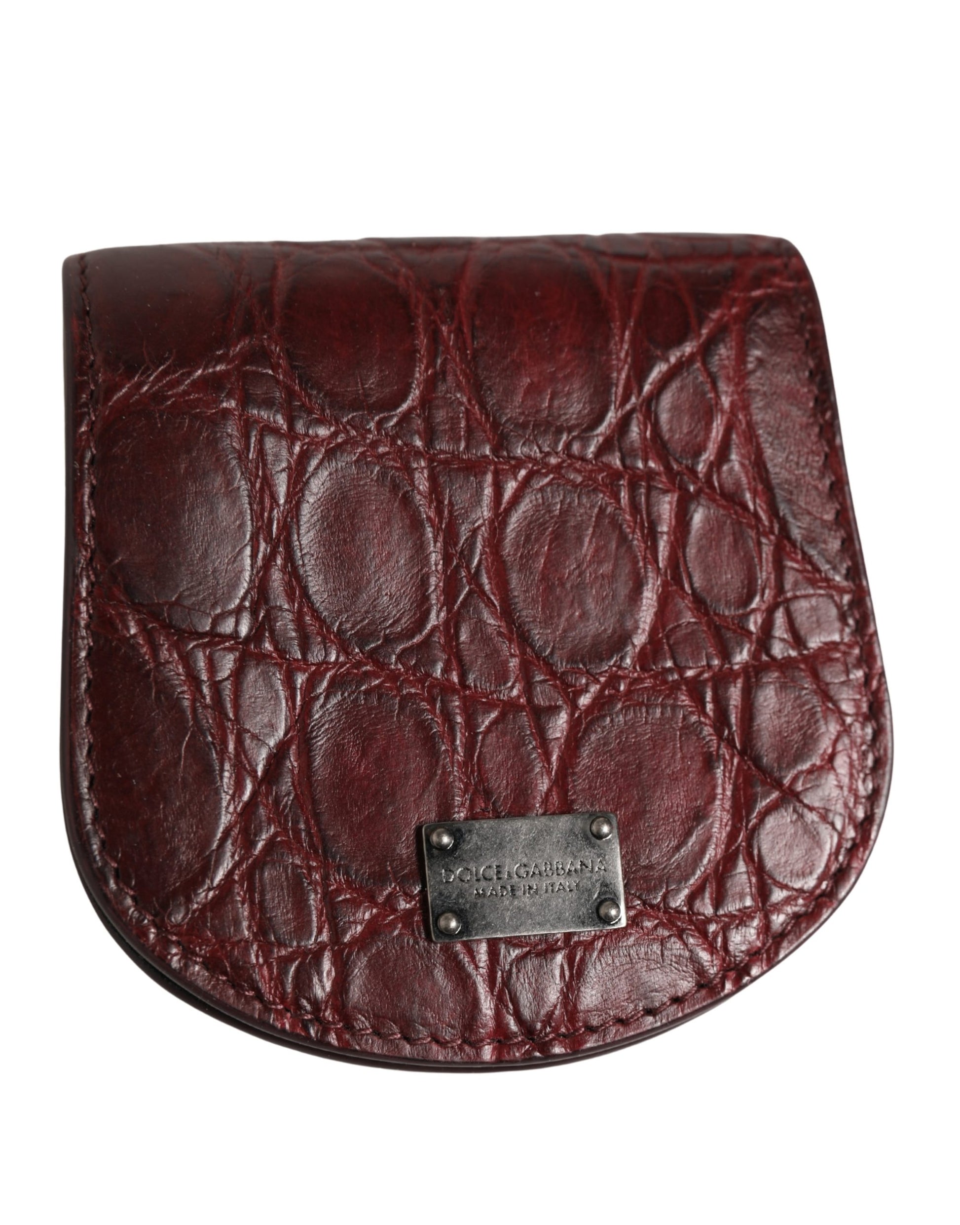 Wallet by Dolce & Gabbana for men in exotic leather & viscose burgundy presents a refined silhouette, artfully capturing the essence of the Exotic Leather Viscose Wallet design with sophisticated compact-design bifold for a refined look.