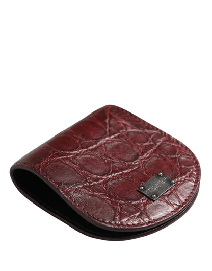 Wallet by Dolce & Gabbana for men in exotic leather & viscose burgundy showcases a refined silhouette, artfully detailed with the signature style of the Exotic Leather Viscose Wallet and functional compact-design bifold.