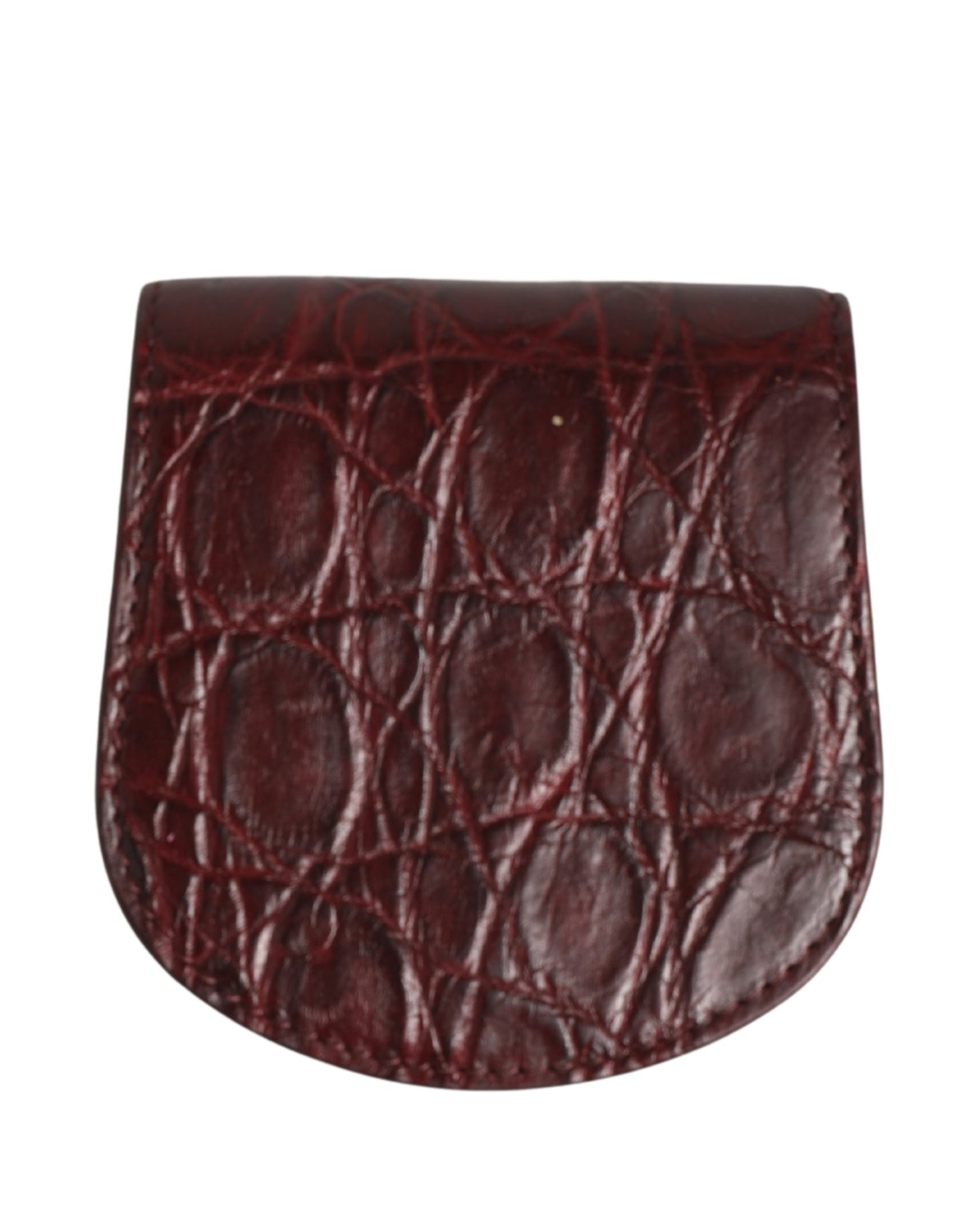 Wallet by Dolce & Gabbana for men in exotic leather & viscose burgundy showcases a discerning silhouette, artfully capturing the essence of Exotic Leather Viscose Wallet with its functional compact-design bifold.