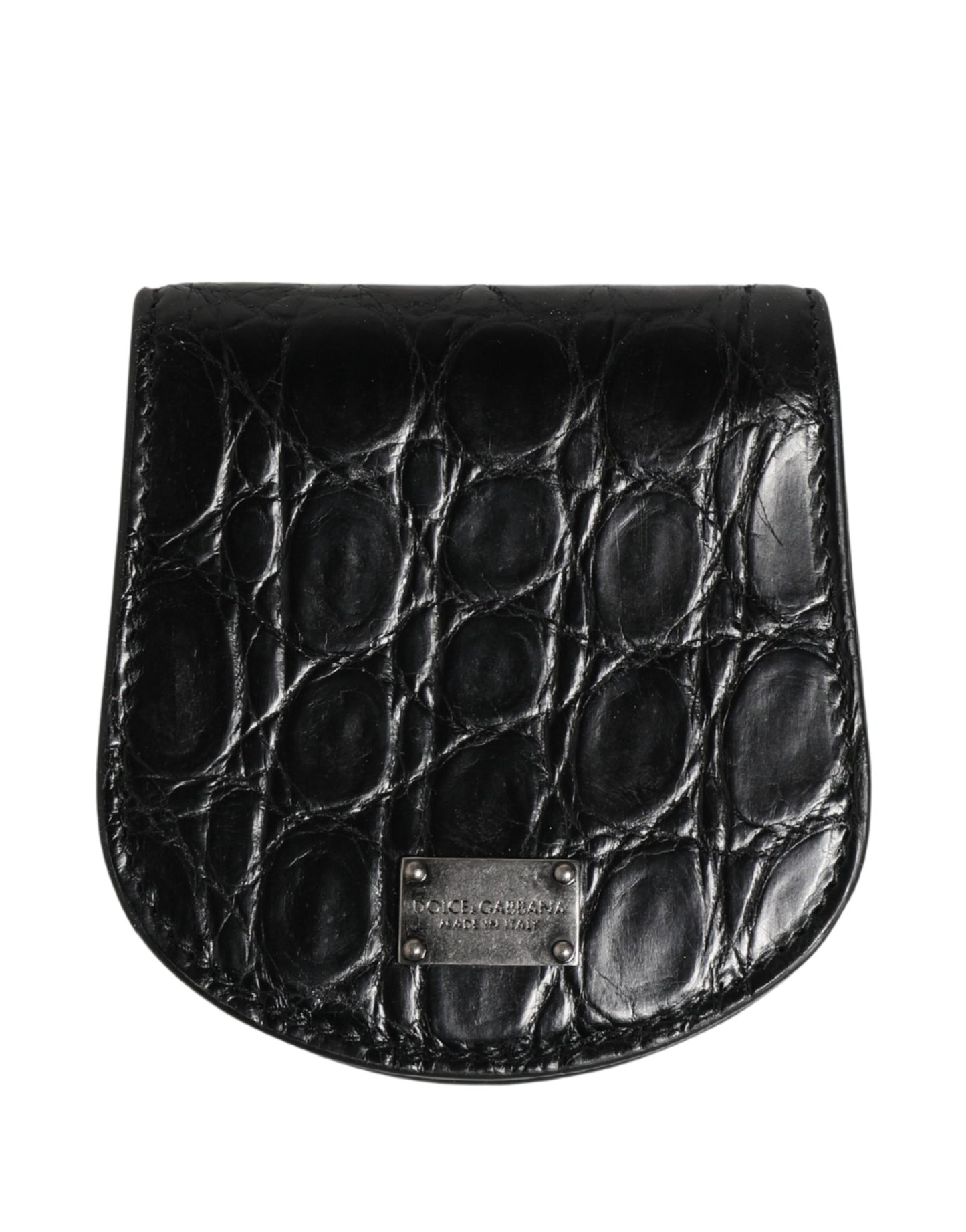 Wallet by Dolce & Gabbana for men in exotic leather & viscose black showcases a refined silhouette, artfully detailed with the signature style of the Exotic Leather Viscose Wallet and functional compact-design bifold.