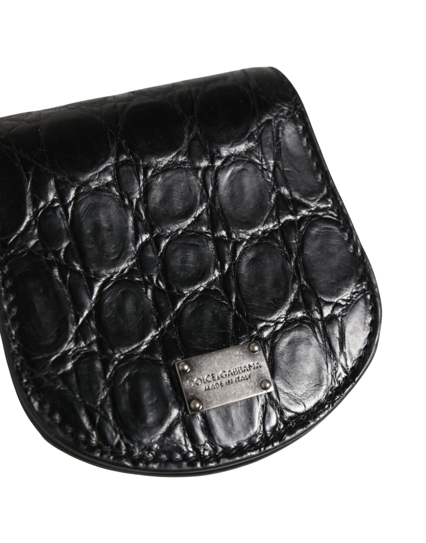 Wallet by Dolce & Gabbana for men in exotic leather & viscose black presents a streamlined silhouette, showcasing the sophisticated design of the Exotic Leather Viscose Wallet collection with functional compact-design bifold.