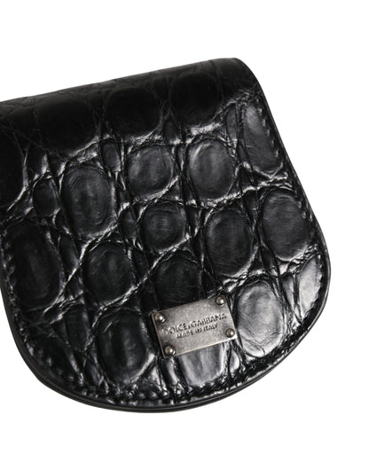 Wallet by Dolce & Gabbana for men in exotic leather & viscose black presents a streamlined silhouette, showcasing the sophisticated design of the Exotic Leather Viscose Wallet collection with functional compact-design bifold.