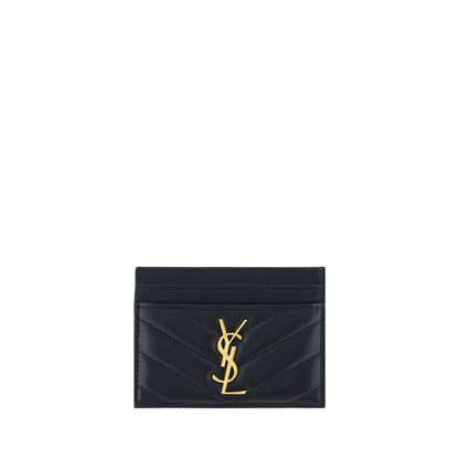 Cardholder Wallet by Saint Laurent for women in lambskin leather black & monogram presents a streamlined silhouette, showcasing the sophisticated design of the Lambskin Leather Cardholder Wallet collection with functional card-organization compact-design.