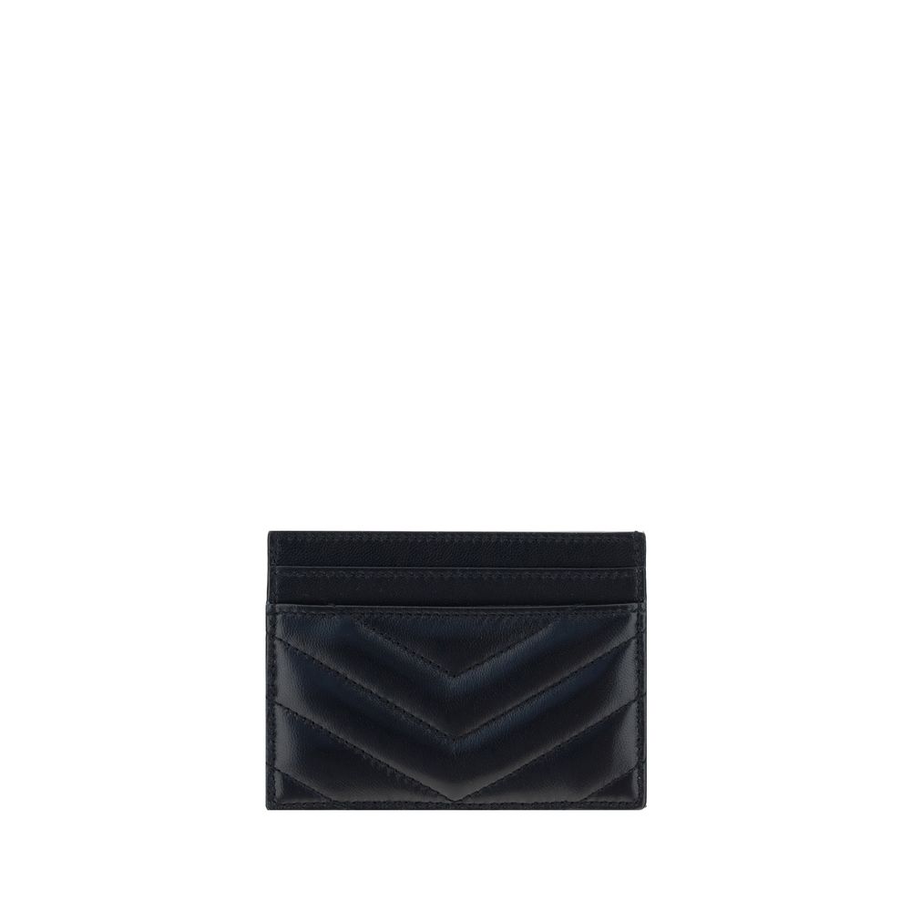 Cardholder Wallet by Saint Laurent for women in lambskin leather black & monogram showcases a discerning silhouette, artfully capturing the essence of Lambskin Leather Cardholder Wallet with its functional card-organization compact-design.