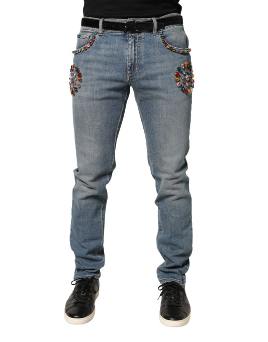 Dolce & Gabbana Men's Relaxed Fit Stretch Denim Cotton Jeans - Blue Signature