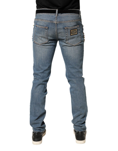 Dolce & Gabbana Men's Relaxed Fit Stretch Denim Cotton Jeans - Blue Signature