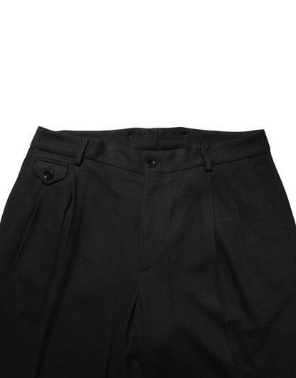 Dolce & Gabbana Black Wool Skinny Men Dress Trouser Pants