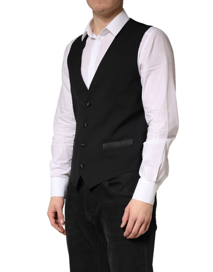 Dolce & Gabbana Men's Virgin Wool Silk Polyester & Viscose Vest - Black