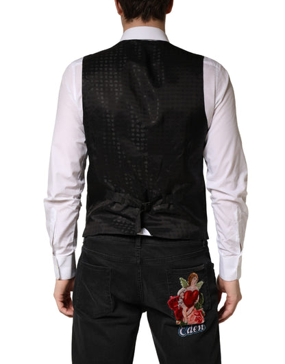 Dolce & Gabbana Men's Virgin Wool Silk Polyester & Viscose Vest - Black