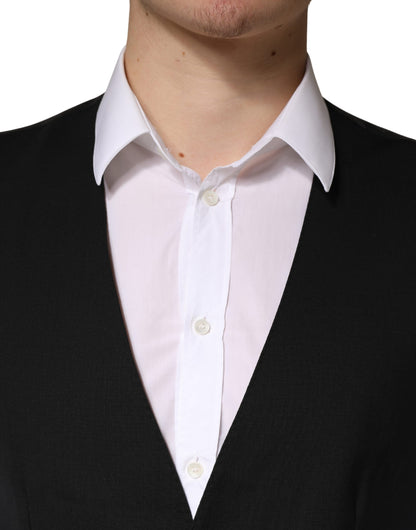 Dolce & Gabbana Men's Virgin Wool Silk Polyester & Viscose Vest - Black