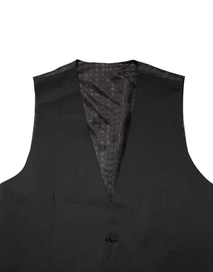 Dolce & Gabbana Men's Virgin Wool Silk Polyester & Viscose Vest - Black