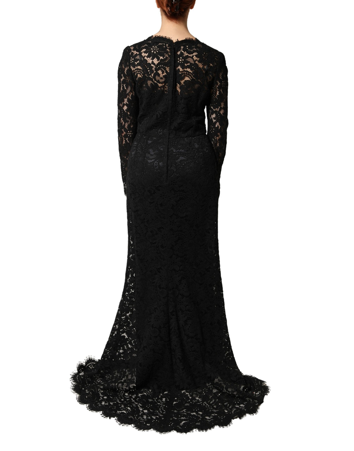 Dolce & Gabbana Women's Mermaid Long-Sleeve Cotton Silk Viscose & Lace Maxi Long Dress - Black