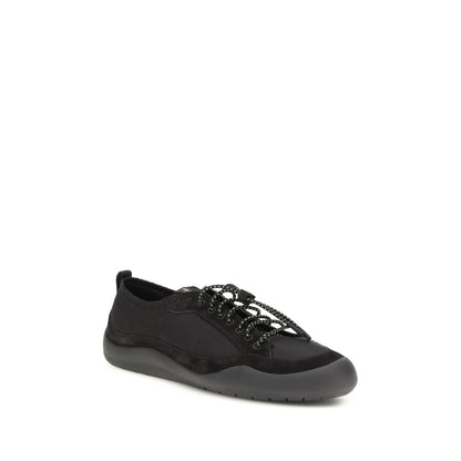 Athletic Sneakers by Prada for men in polyamide leather black & patterned showcases a architectural silhouette, artfully capturing the essence of the Men's Athletic Polyamide Leather Sneakers with its signature architectural athletic style construction.