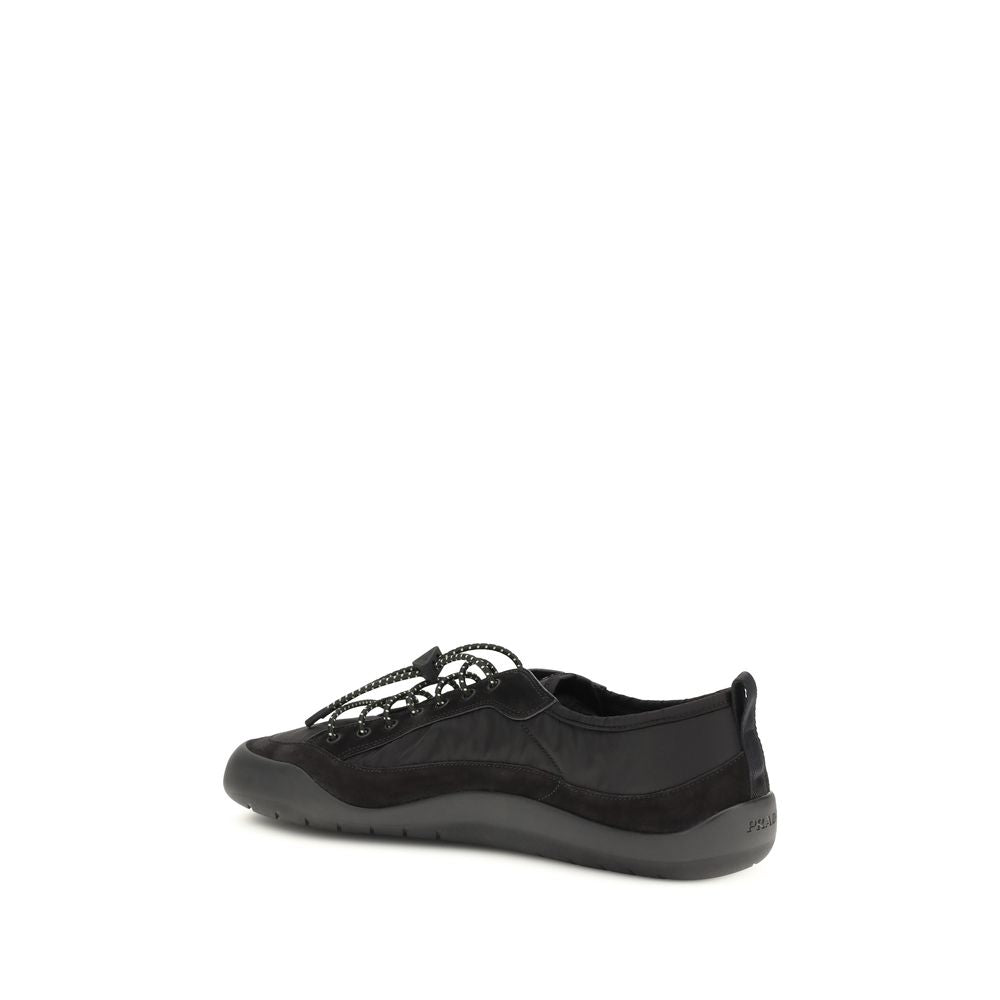 Athletic Sneakers by Prada for men in polyamide leather black & patterned features an effortless chic silhouette, showcasing the signature athletic style of the Men's Athletic Polyamide Leather Sneakers collection with a truly effortless chic finish.