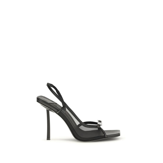 Stiletto Sandals by LE SILLA for women in bos taurus calf leather black presents a sculptural silhouette, showcasing the Vittoria Women's Bos Taurus Calf Leather Stiletto Sandals design with a sculptural stiletto and square toe style for a premium look.