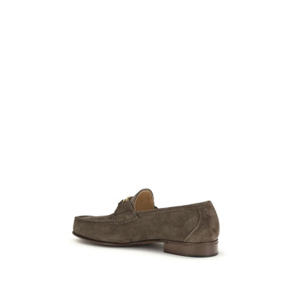 Loafer Slip-On Shoes by Valentino Garavani for men in bos taurus calf leather brown & signature showcases a resplendent V Logo Men's Bos Taurus Calf Leather Loafer Slip-On Shoes aesthetic, defined by its resplendent and elegant .