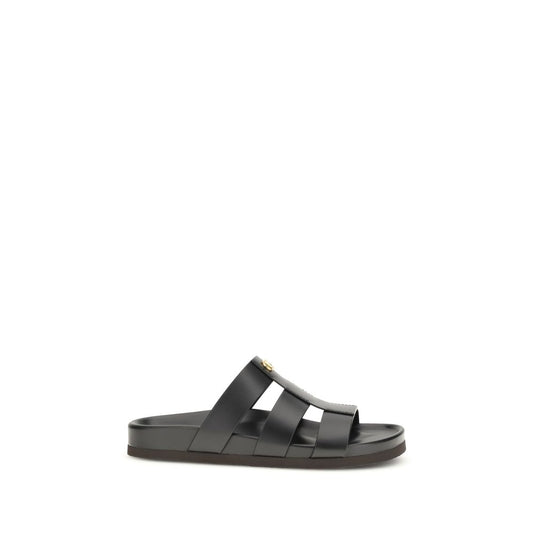 Slider Cage Sandals by Valentino Garavani for men in bos taurus calfskin leather and black & signature presents a captivating silhouette, showcasing the signature style of the V Logo Men's Bos Taurus Calfskin Leather Slider Cage Sandals with a captivating and captivating .