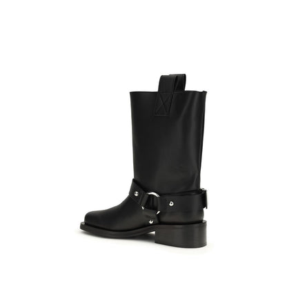 Lace-Up Biker Strap Boots by Ganni for women in polyester polyurethane & bos taurus calf leather black features an avant-garde Women's Polyester Polyurethane & Bos Taurus Calf Leather Lace-Up Biker Strap Boots silhouette, defined by a sophisticated block-heel and a avant-garde square toe style.