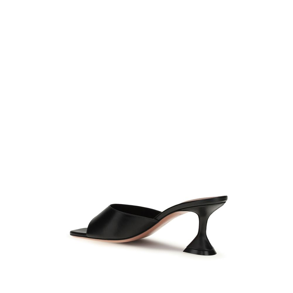 Stiletto Geometric Sandals by Amina Muaddi for women in bos taurus calf leather and black & signature presents a captivating silhouette, showcasing the signature style of the Women's Bos Taurus Calf Leather Stiletto Geometric Sandals with a captivating stiletto geometric-heel and captivating square toe style.