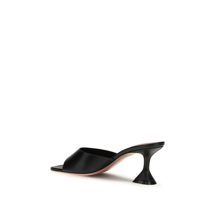 Stiletto Geometric Sandals by Amina Muaddi for women in bos taurus calf leather and black & signature presents a captivating silhouette, showcasing the signature style of the Women's Bos Taurus Calf Leather Stiletto Geometric Sandals with a captivating stiletto geometric-heel and captivating square toe style.
