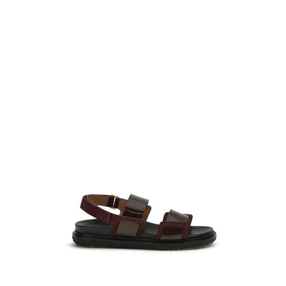 Marni Marni Women's Bos Taurus Calf Patent & Suede Leather Sandals - Black