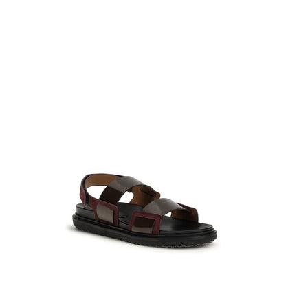 Marni Marni Women's Bos Taurus Calf Patent & Suede Leather Sandals - Black