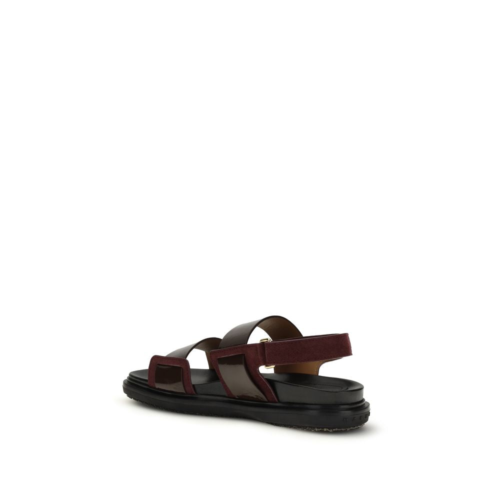 Marni Marni Women's Bos Taurus Calf Patent & Suede Leather Sandals - Black
