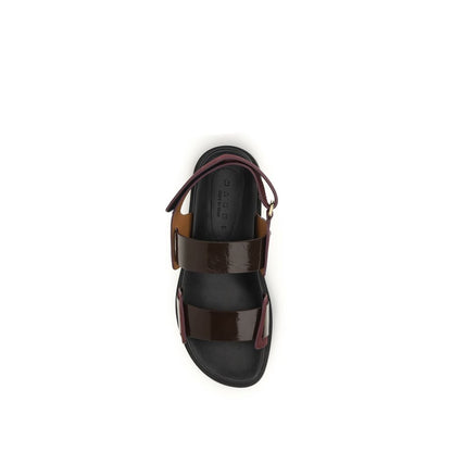 Marni Marni Women's Bos Taurus Calf Patent & Suede Leather Sandals - Black