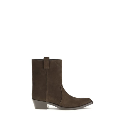 Khaite Women's Bos Taurus Calf Suede Leather Ankle Cowboy Boots - Brown