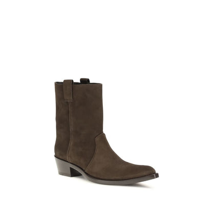Khaite Women's Bos Taurus Calf Suede Leather Ankle Cowboy Boots - Brown