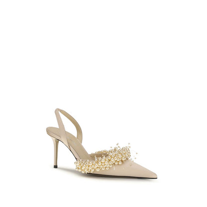 High-Heel Slingback Pumps Heels by MACH & MACH for women in leather silk satin & crystal and beige showcases a effortlessly elegant silhouette as Women's Leather Silk Satin & Crystal High-Heel Slingback Pumps Heels, featuring a effortlessly elegant high-heel and a effortlessly elegant pointed toe style for an elegant look.