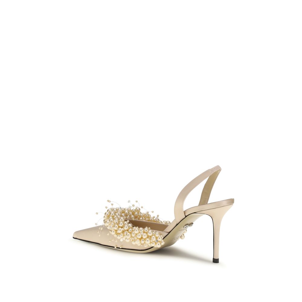 High-Heel Slingback Pumps Heels by MACH & MACH for women in leather silk satin & crystal beige features a effortlessly chic Women's Leather Silk Satin & Crystal High-Heel Slingback Pumps Heels design with a sophisticated high-heel and elegant pointed toe style.
