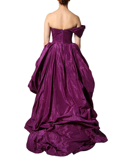 Dolce & Gabbana Purple Strapless A-line Asymmetric Dress