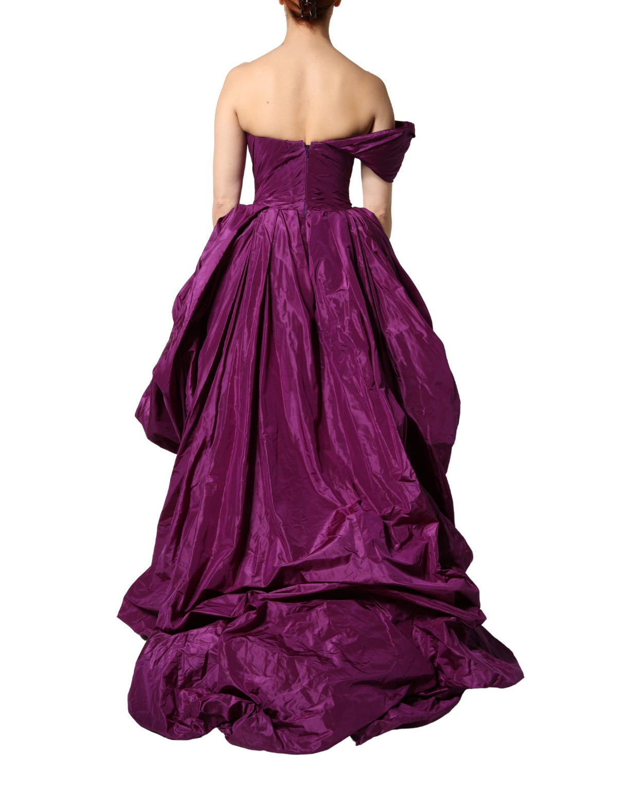 Dolce & Gabbana Women's A Line Gown One Shoulder Asymmetric Cocktail Sleeveless; Strapless Nylon Polyester Satin & Silk Dress - Purple Red