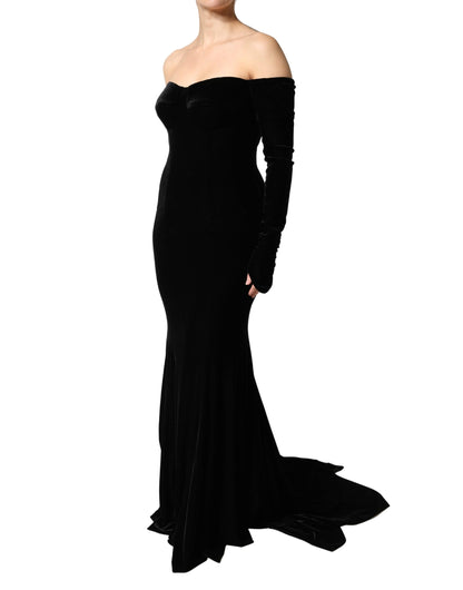 Dolce & Gabbana Women's Gown Bodycon Cocktail Long-Sleeve Polyester Maxi Long Dress - Black Red