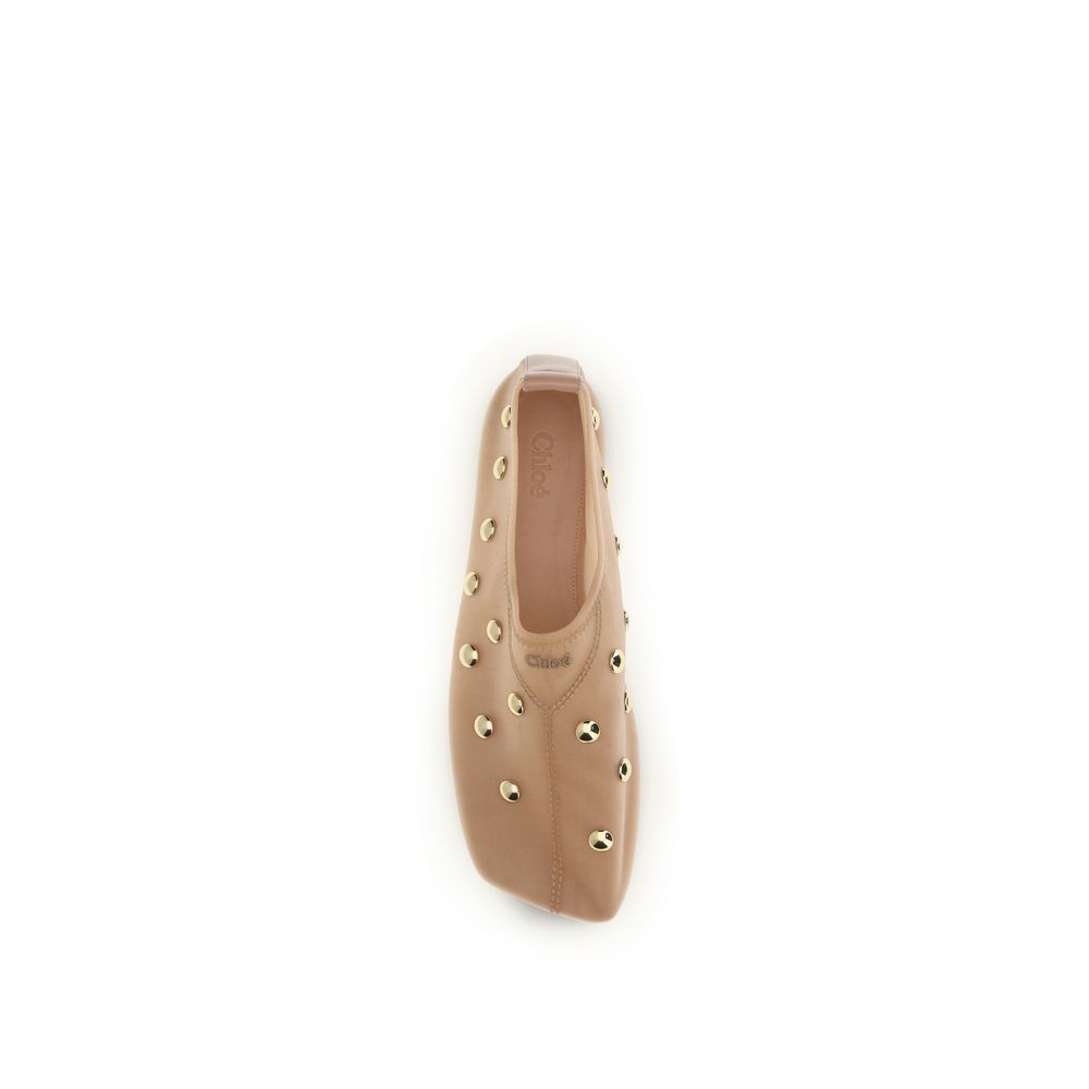 Ballet Flat Shoes by Chloé for women in polyamide & mesh gold, multicolor & transparent showcases a resplendent Women's Polyamide & Mesh Ballet Flat Shoes aesthetic with a and .