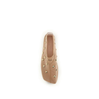 Ballet Flat Shoes by Chloé for women in polyamide & mesh gold, multicolor & transparent showcases a resplendent Women's Polyamide & Mesh Ballet Flat Shoes aesthetic with a and .