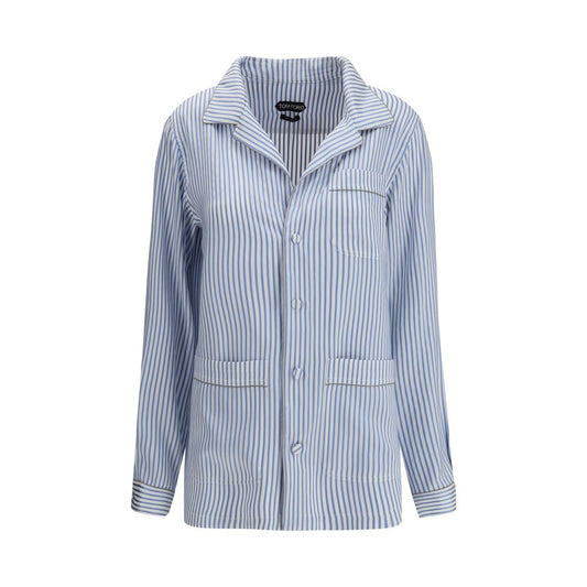 Pajamas by Tom Ford for women in silk multicolor, signature & striped features an fluid silhouette, showcasing the fluid design of this Women's Silk Pajamas for a sophisticated look.