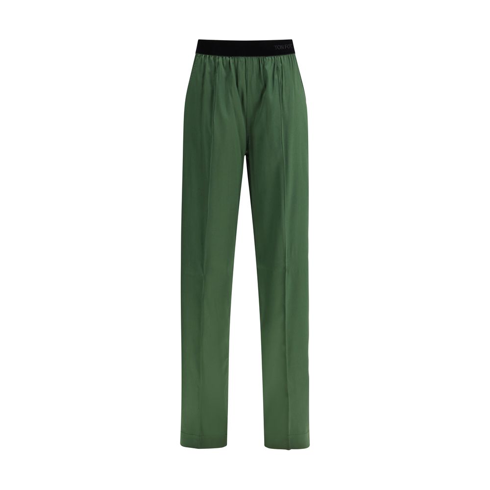 Trousers by Tom Ford for women in silk satin bicolour features an sartorial silhouette, showcasing a precise relaxed-fit & regular-fit and long with a sartorial for a refined look.