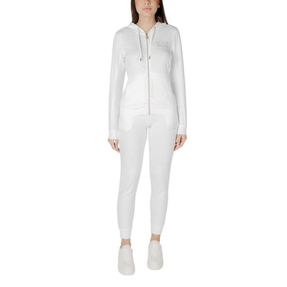 Hooded Track Jacket by EA7 Emporio Armani for women in stretch viscose polyester cream features a versatile silhouette, showcasing a versatile hooded neckline and detailed with performance-driven .