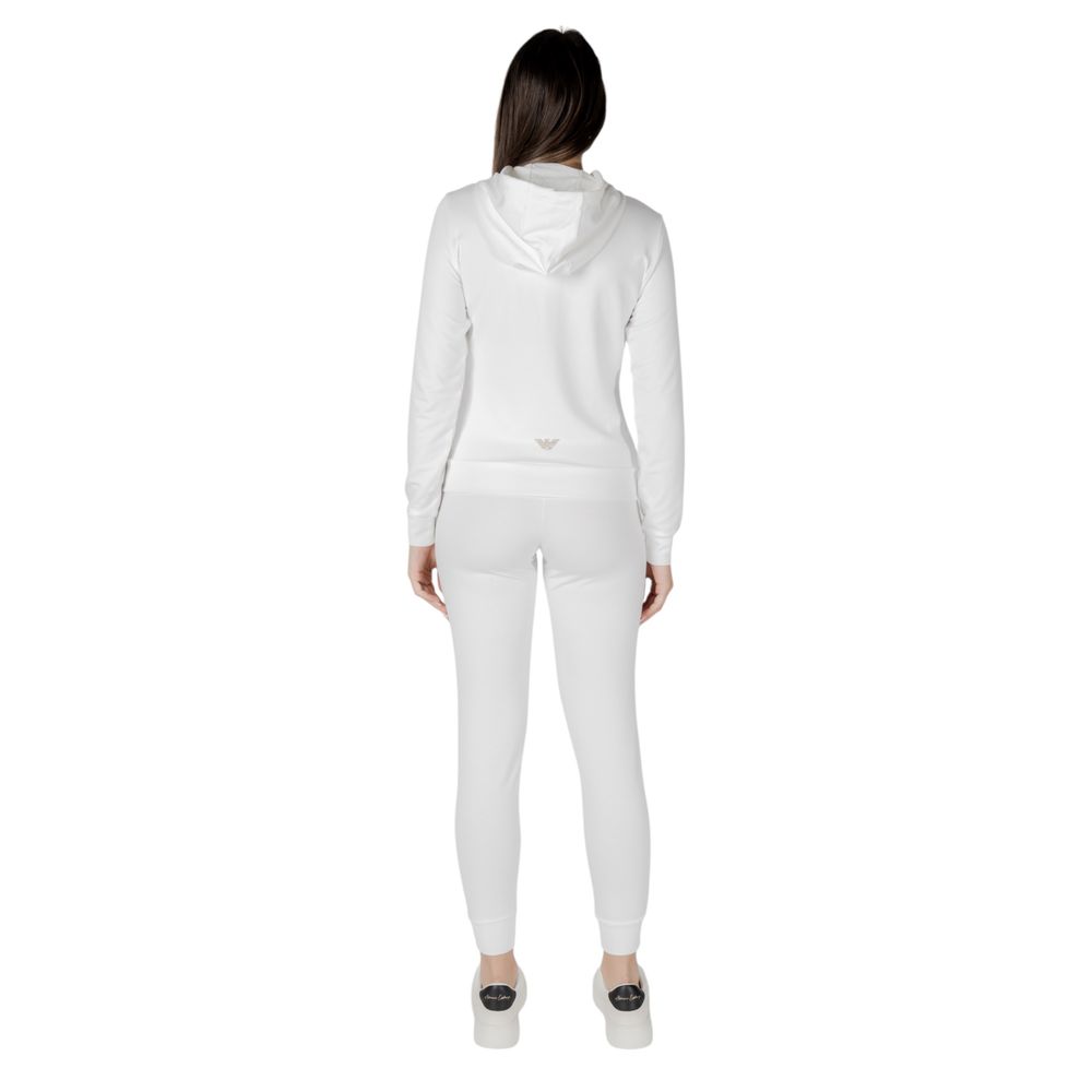 Hooded Track Jacket by EA7 Emporio Armani for women in stretch viscose polyester cream presents a kinetic silhouette, showcasing with a refined and hooded neckline for a kinetic look.