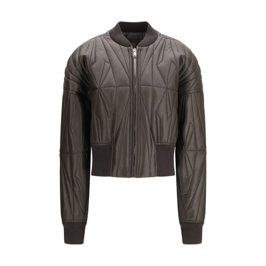 Moncler x Rick Owens Women's Quilted Crew Neck Leather & Wool Bomber Jacket - Brown