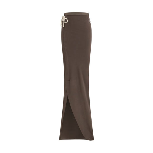 Skirt by Moncler x Rick Owens for women in cotton brown features a captivating silhouette, showcasing the captivating Women's Cotton Long Skirt design with a sophisticated long for a captivating look.