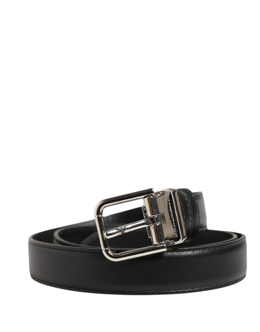 Dolce & Gabbana Calf Leather Belt - Black Silver