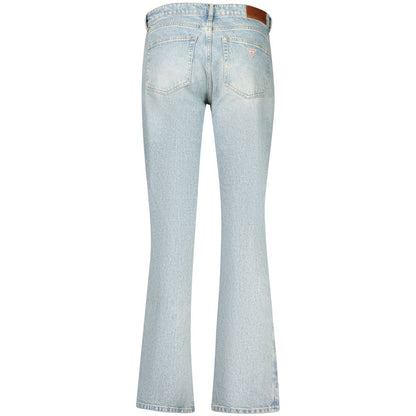 Jeans by Guess Jeans for women in stretch denim cotton azzurro features an sartorial straight-leg and long with a mid rise cut for a sartorial finish.