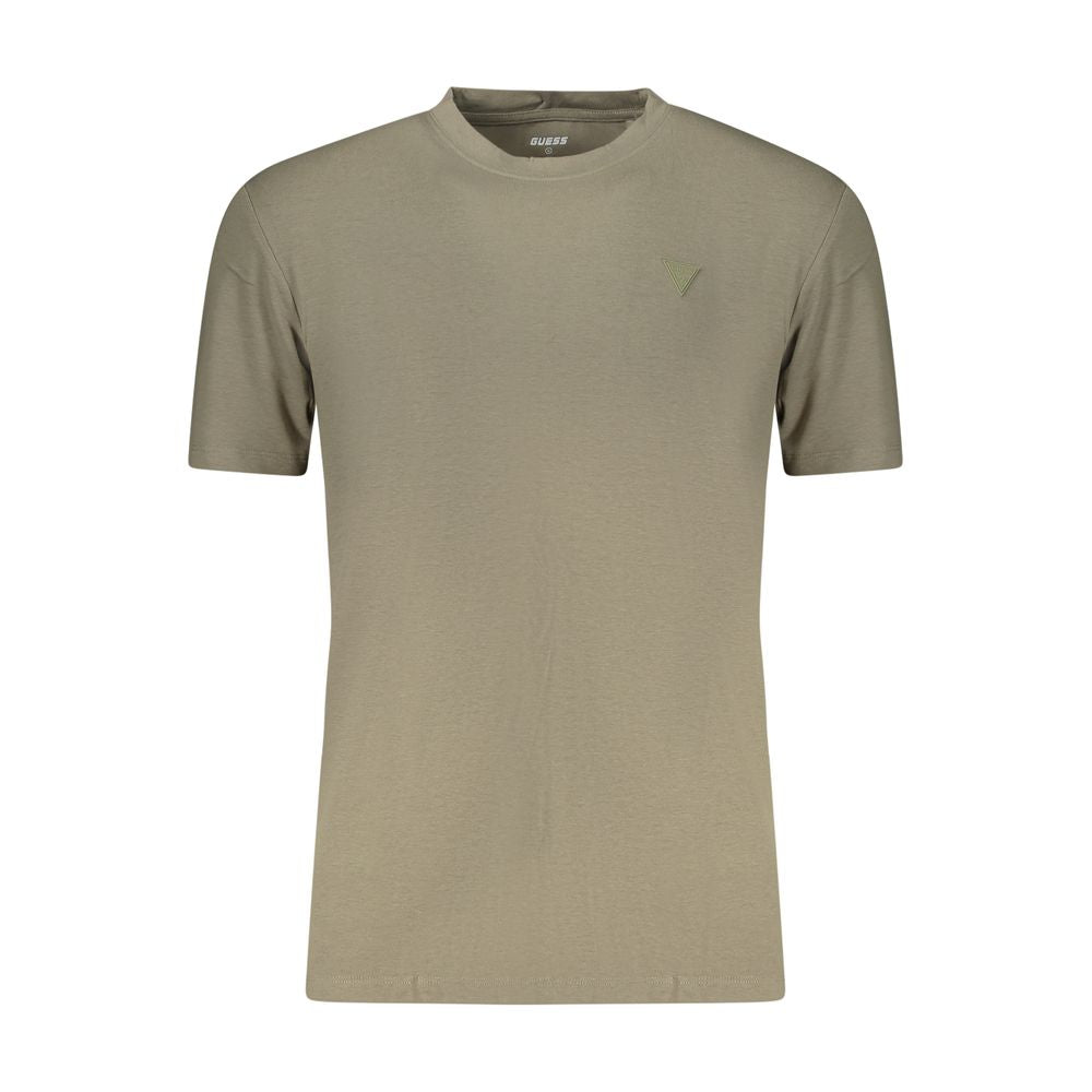 T-Shirt by Guess Jeans for men in stretch modal cotton green showcases a unassuming silhouette, artfully detailed with a refined crew neckline and unassuming for a sophisticated, contemporary look.