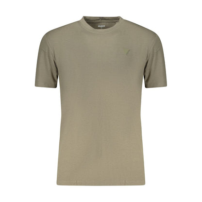T-Shirt by Guess Jeans for men in stretch modal cotton green showcases a unassuming silhouette, artfully detailed with a refined crew neckline and unassuming for a sophisticated, contemporary look.
