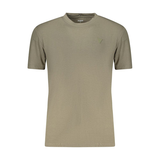 T-Shirt by Guess Jeans for men in stretch modal cotton green showcases a unassuming silhouette, artfully detailed with a refined crew neckline and unassuming for a sophisticated, contemporary look.