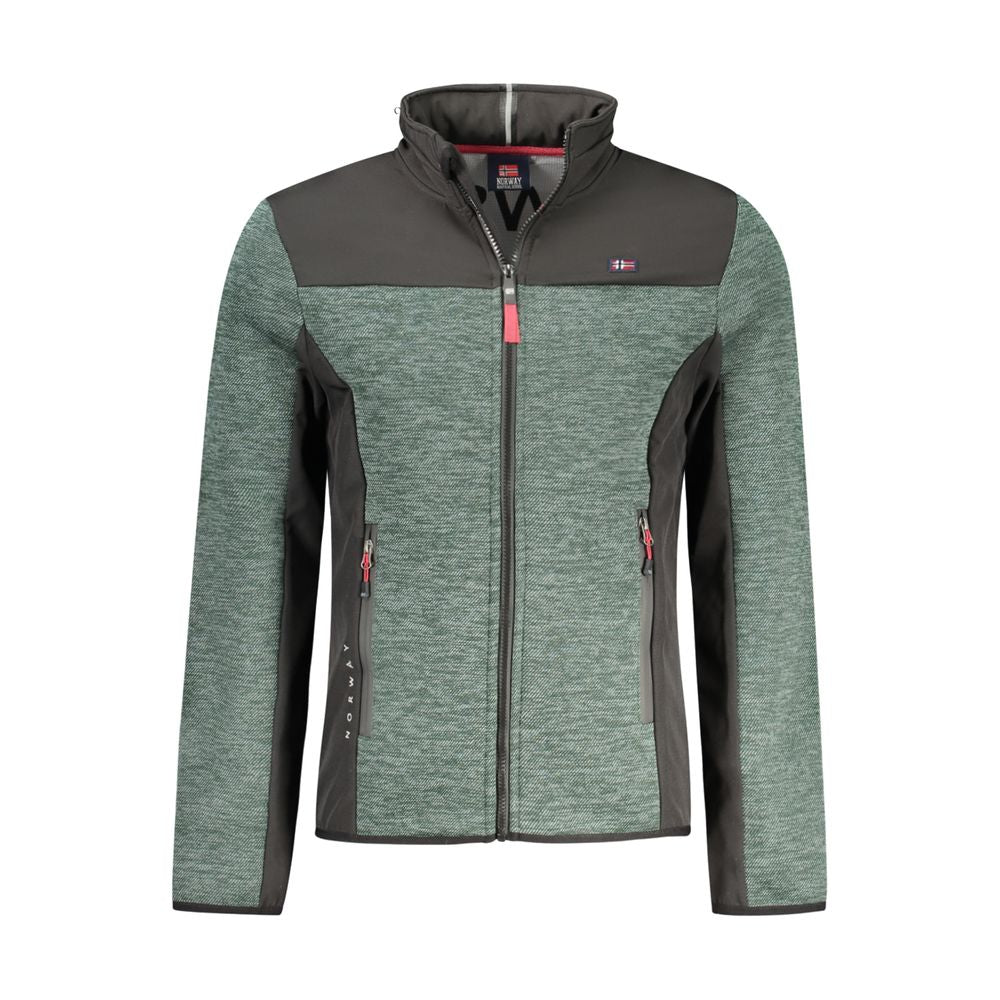 Hooded Windbreaker Jacket by Norway 1963 for men in polyester green & red presents a resilient silhouette, artfully detailed with a sophisticated hooded neckline and functional pockets, hooded & windproof for a resilient finish.