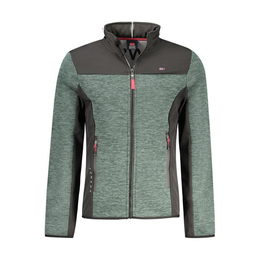Hooded Windbreaker Jacket by Norway 1963 for men in polyester green & red presents a resilient silhouette, artfully detailed with a sophisticated hooded neckline and functional pockets, hooded & windproof for a resilient finish.